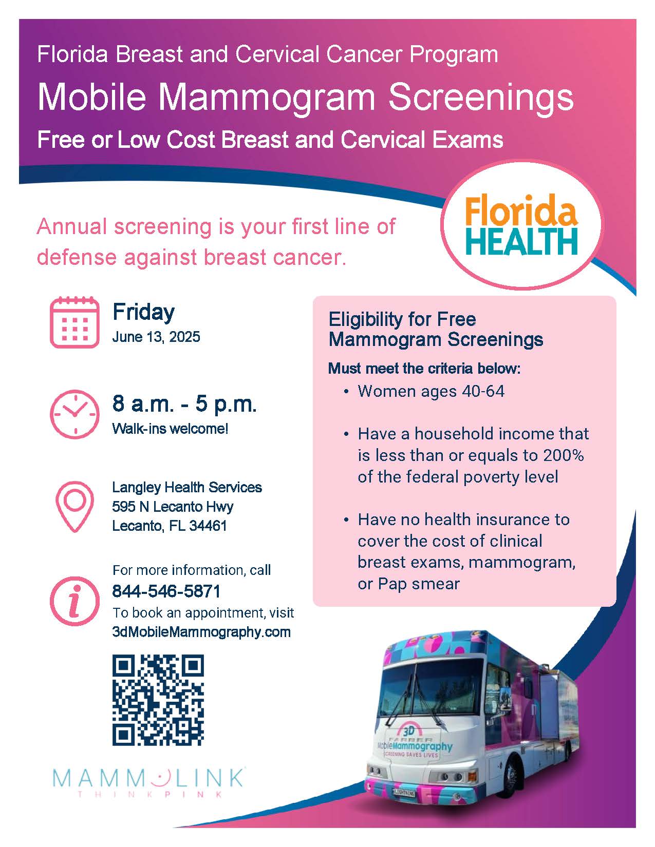 Social Graphic of MammoLink's Mammography Bus File containing texts is linked below