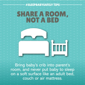 sleep baby safely share a room, not a bed graphic