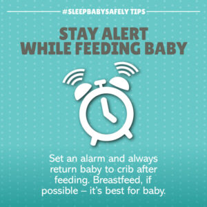 sleep baby safely stay alert while feeding baby graphic